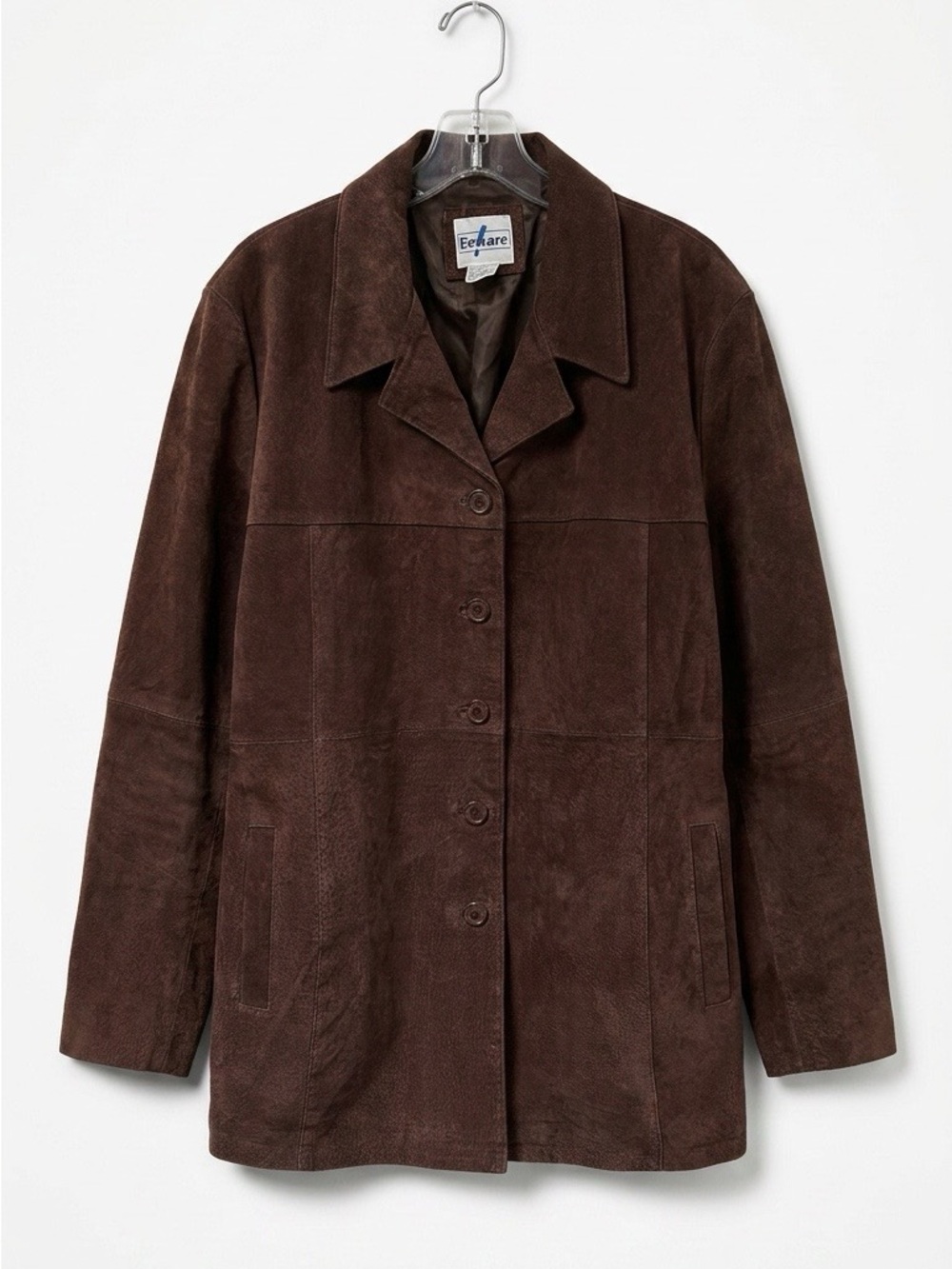 Vintage Beware! Brown Suede Leather Button-Front Jacket